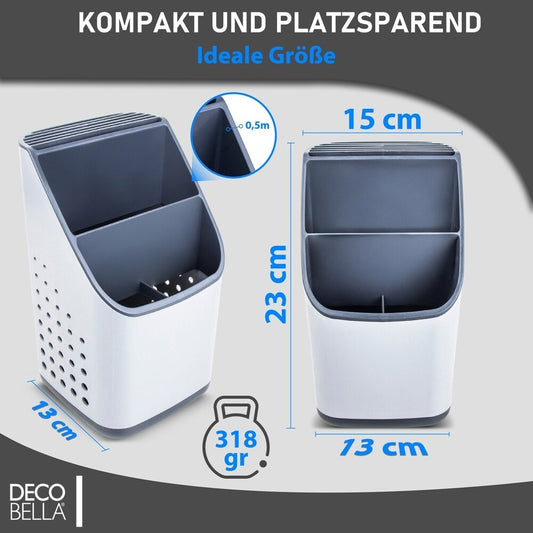 Besteck Organizer, 13×13,5×23 cm, Plastik, Weiß