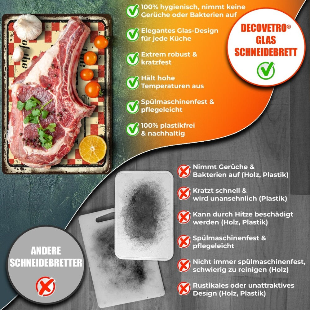 Decovetro Schneidebrett Glas |40x30cm | Glasschneidebrett | Leicht zu reinigen