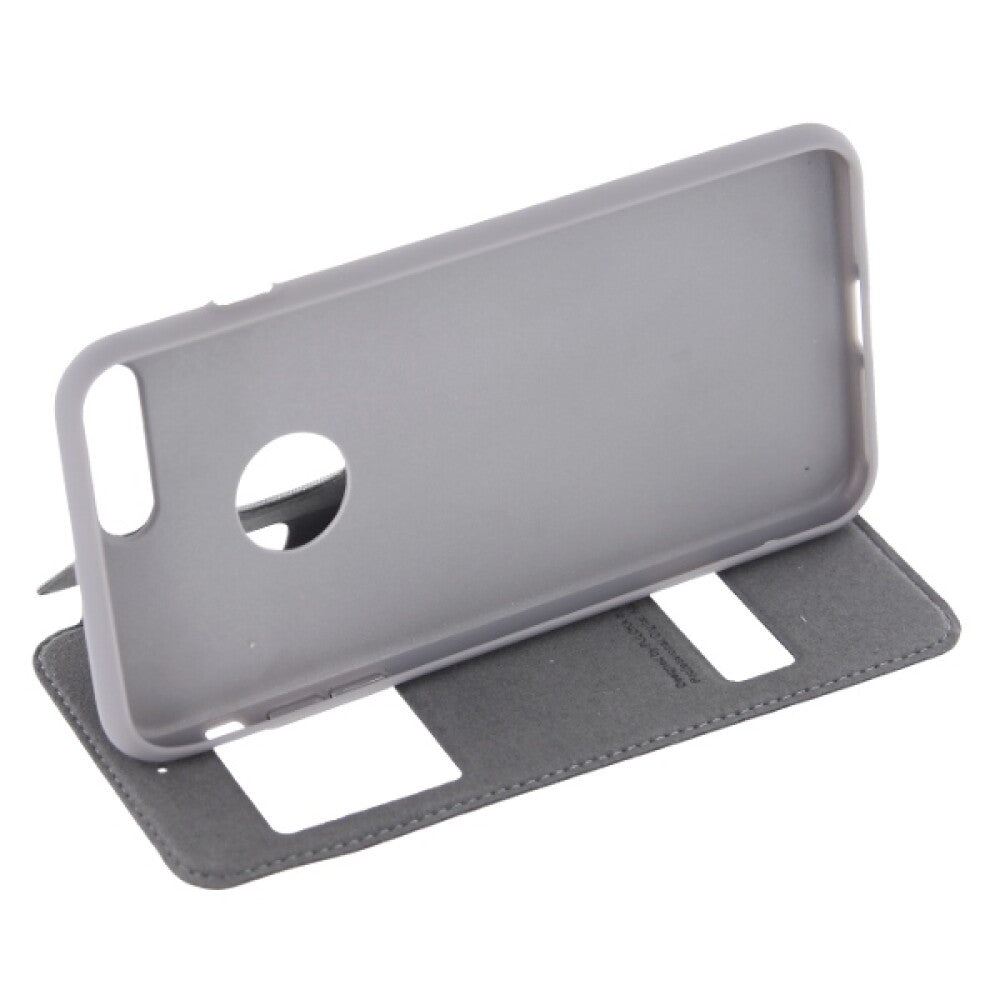 Flip Hülle für iPhone 7 Plus Grau Handy Tasche Schutz