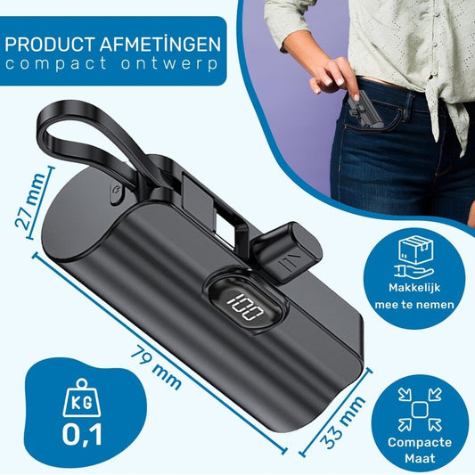 UFUZON Mini Powerbank 5k mah-Schwarz