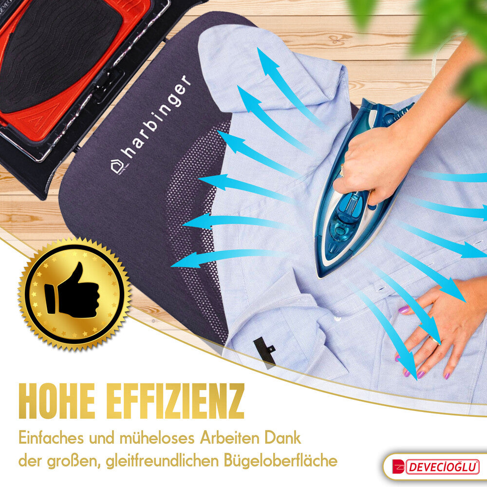 Bügelbrett, Bügeleisen Ablage, Bügelbrettbezug 46x127cm, Höhe 80-105cm, Schwarz