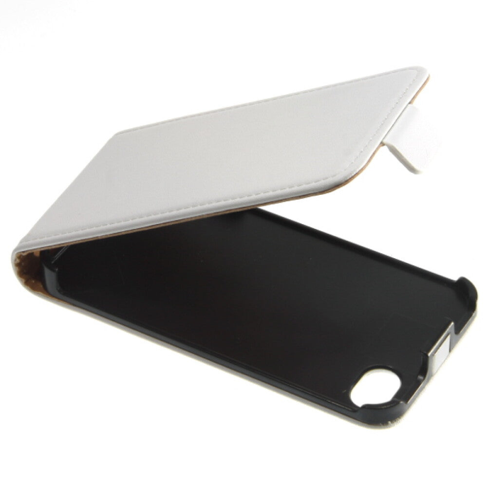 Slim Leder Flip Hülle für iPhone 4 4s Weiß Handy Tasche Schutz