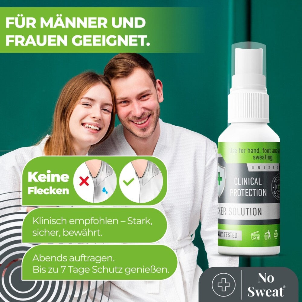 No Sweat Antitranspirant Spray 50 ml – Extra Stark, 7 Tage Schutz gegen Schwitzen x2
