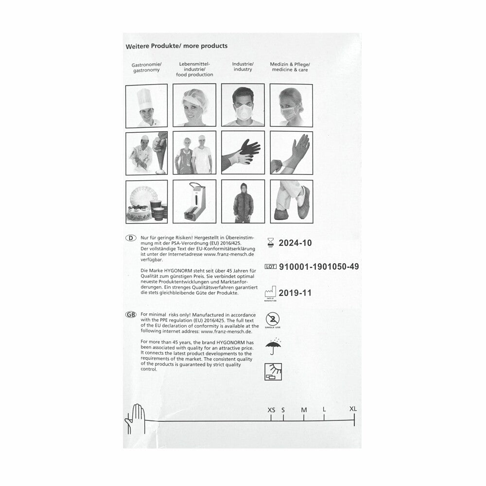 Hygonorm Allfood Safe Nitril, 250 Stück, Größe XL, weiß