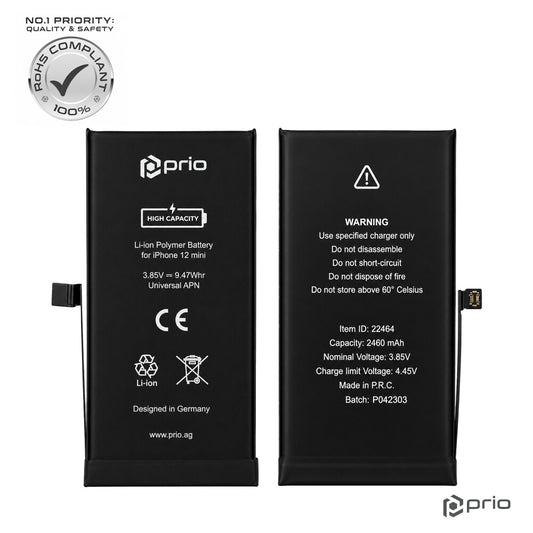 prio Hochleistungsakku für iPhone 12 mini (2460 mAh) - Universal APN -