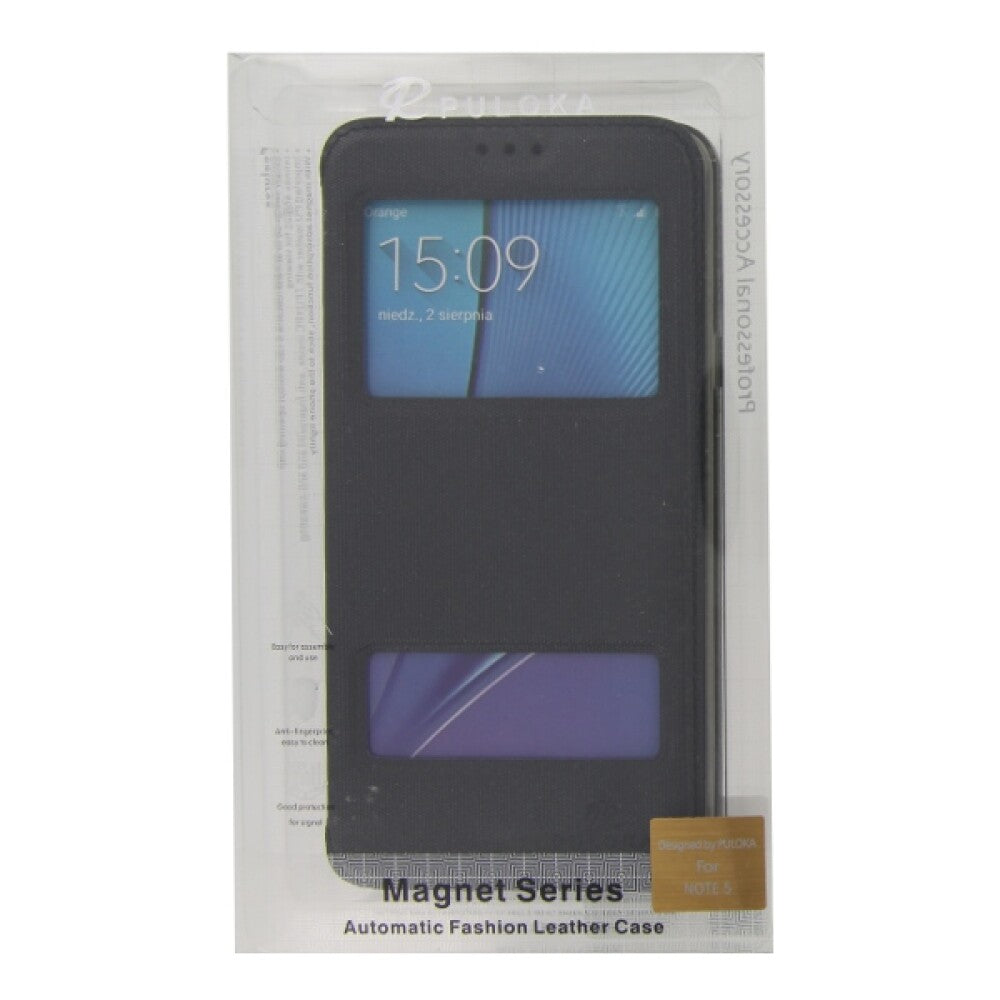 Flip Case Handyhülle für Samsung Galaxy Note 5 Schwarz Schutz Tasche