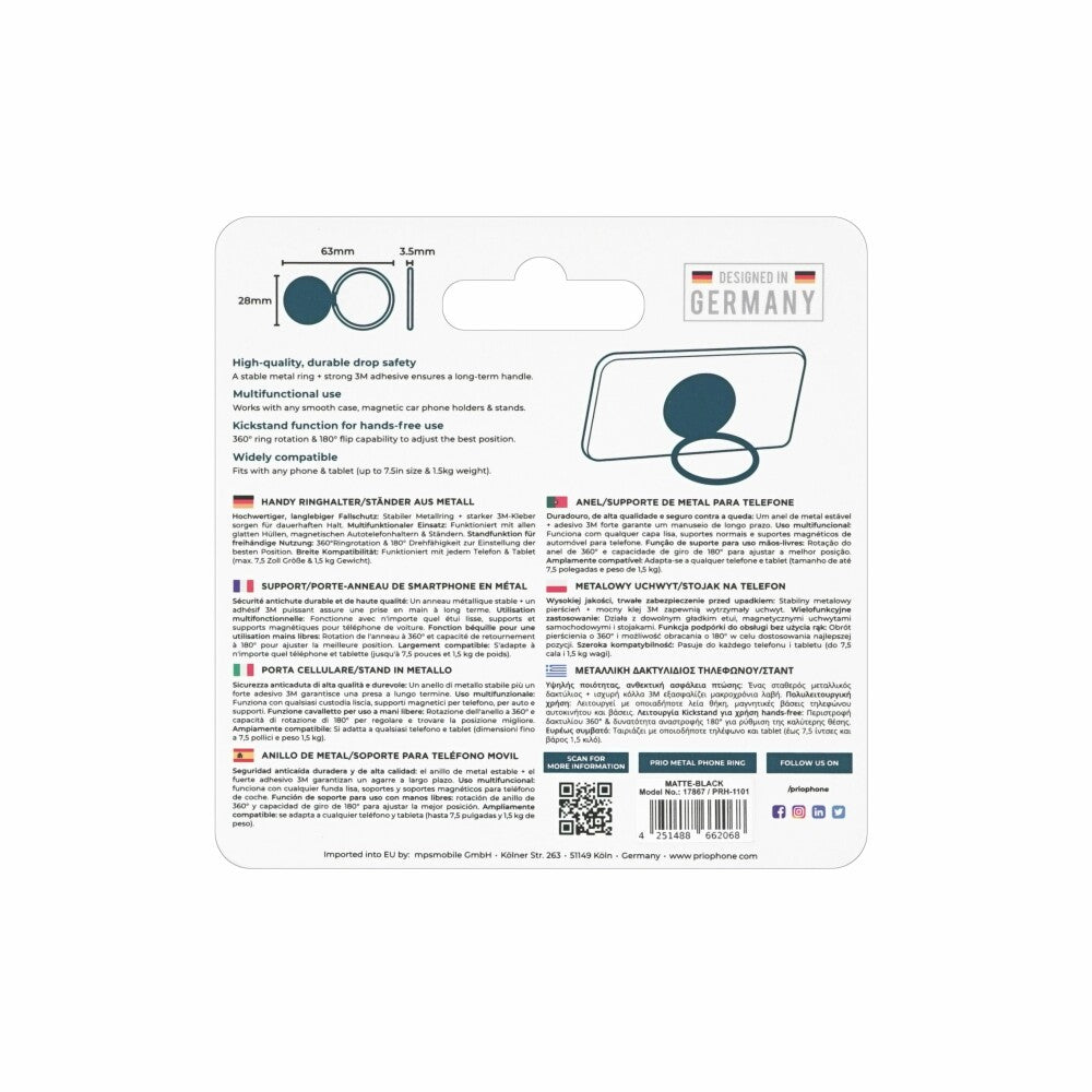 prio Metall-Handyring matt-schwarz