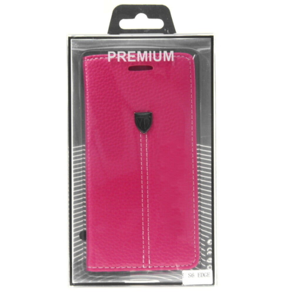Book Case Handyhülle für Samsung Galaxy S6 Edge Pink Schutz Tasche