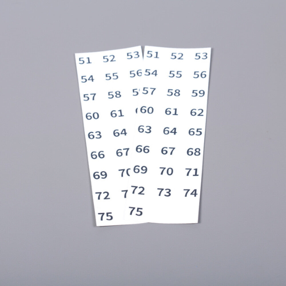 Sticker numbers for ESD plastic tray 2x 51-75