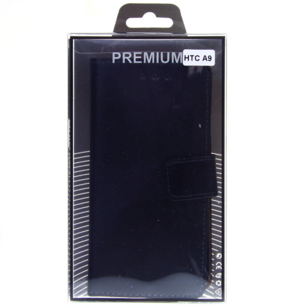 Slim Handyhülle für HTC A9 Schwarz Leder Tasche Schutz 4250710570812
