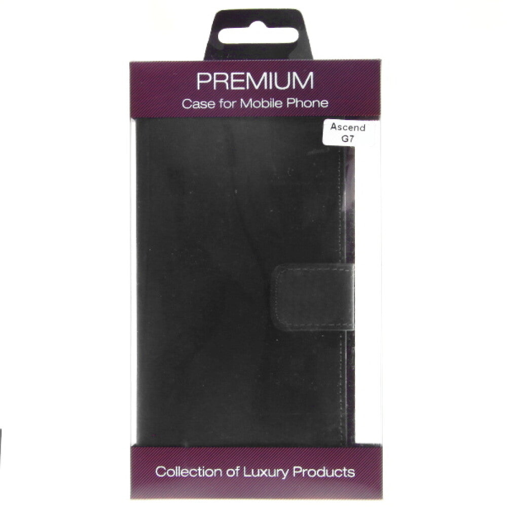 Leder Handyhülle für Huawei G7 Schwarz Schutz Case 4250710564347