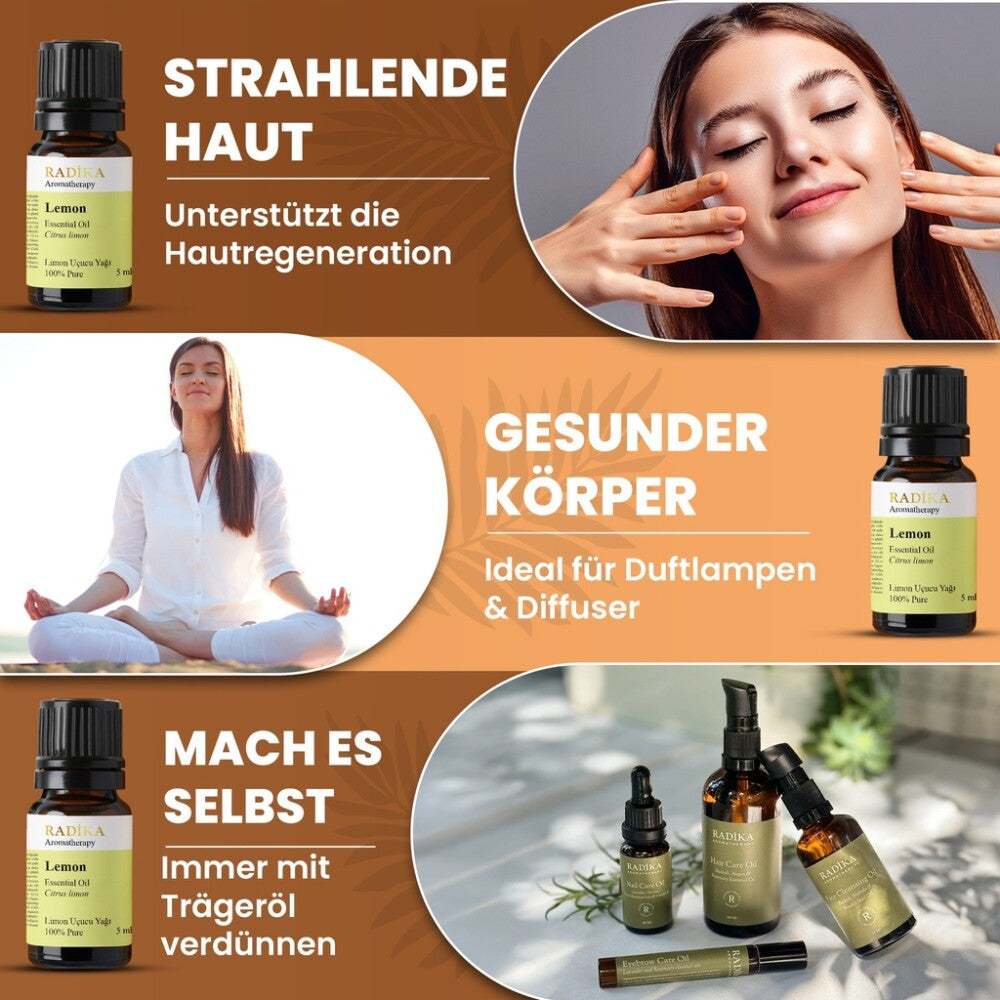 Zitronenöl, ätherisches Öl, 100% Rein, BIO, natürlich, 10 ml