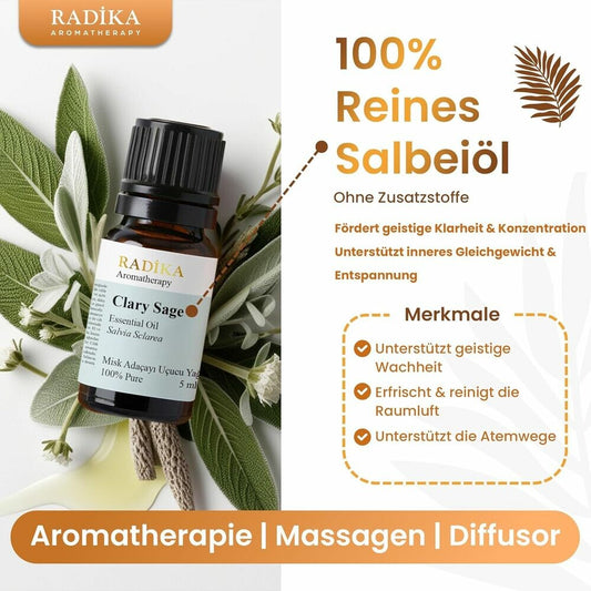 Salbeiöl, ätherisches Öl, 100% Rein, BIO, natürlich, 10 ml
