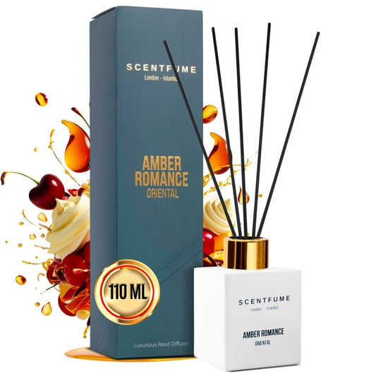 SCENTFUME Raumduft mit Duftstäbchen, Amber, Moschus, Vanillenoten, 110 ml