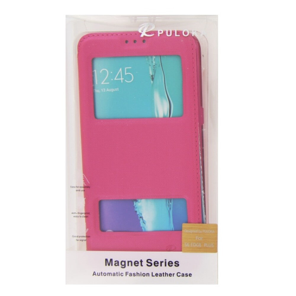 Flip Case Handyhülle für Samsung Galaxy S6 Edge Plus Pink Schutz Tasche