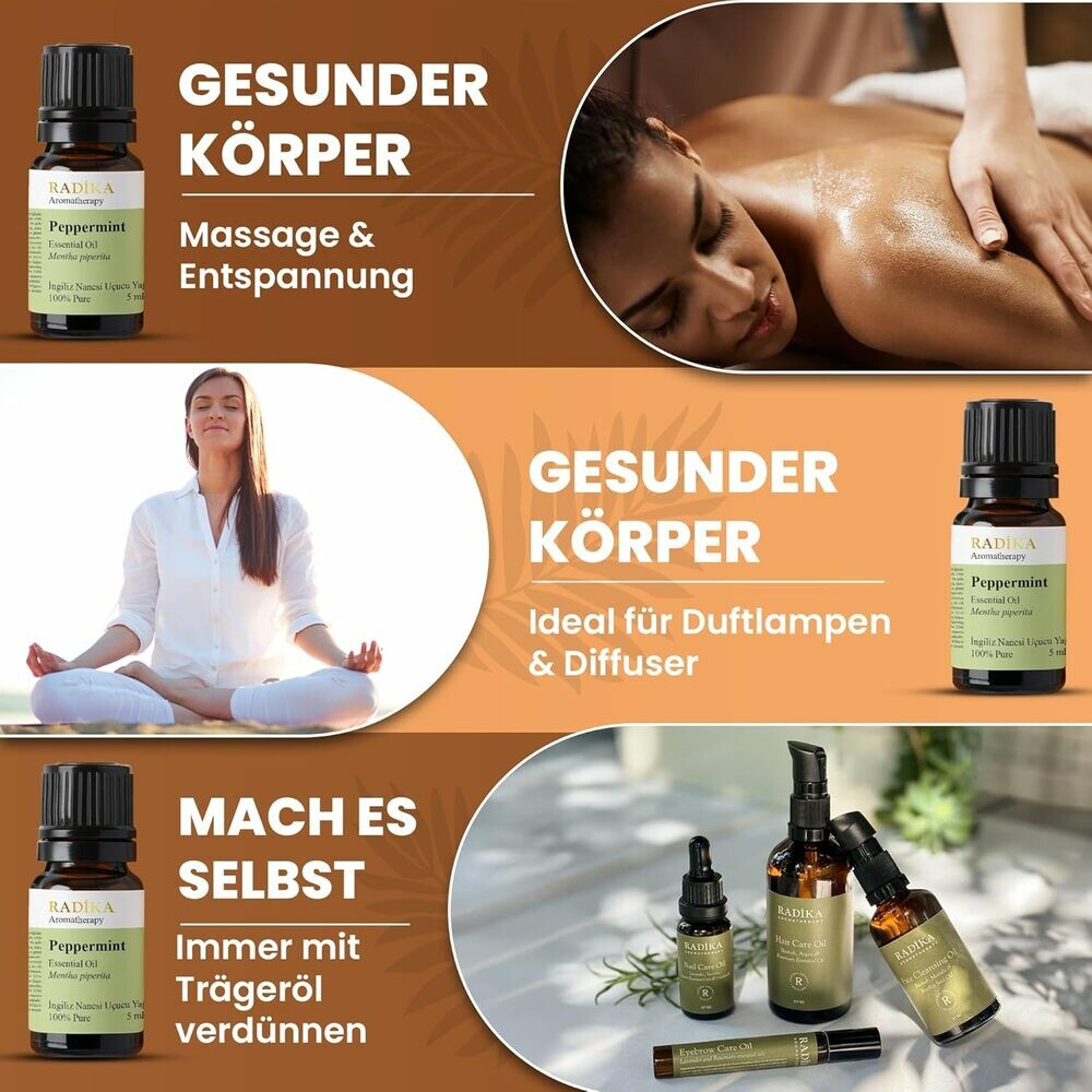 Pfefferminzöl, ätherisches Öl, 100% Rein, BIO, natürlich, 10 ml