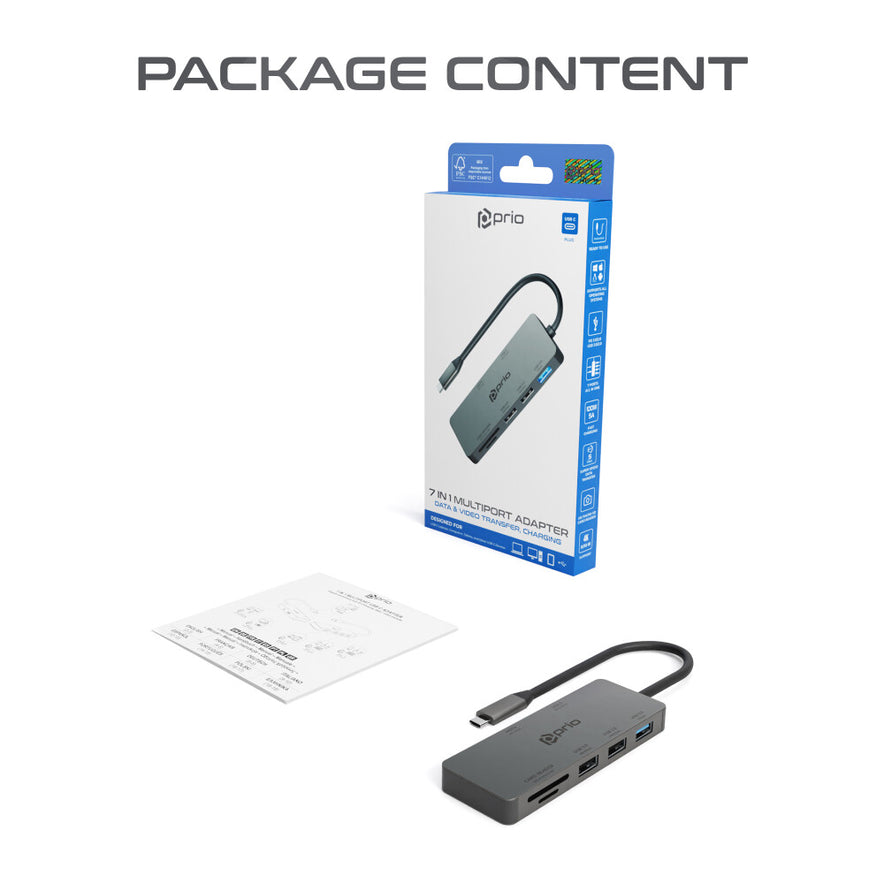 7-in-1 USB-C Hub Adapter – 4K HDMI, 87W PD, SD/TF, USB 3.0 für PC & Switch