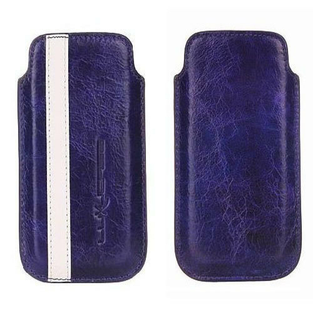 Leder Handyhülle für iPhone 4 4s Blau Weiß Größe M