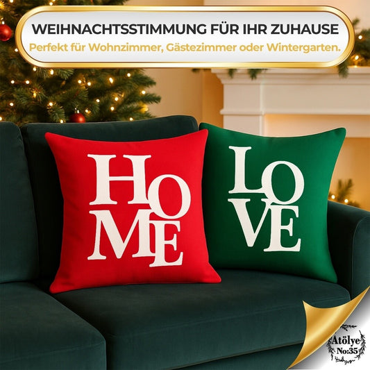 Kissenbezügen – Weihnachten Set aus 2, Rot & Grün, 40x40 cm, Dekokissen