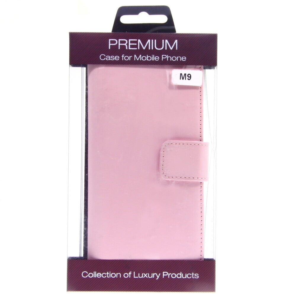 Leder Book Case Handyhülle für HTC M9 Rosa 4250710561469