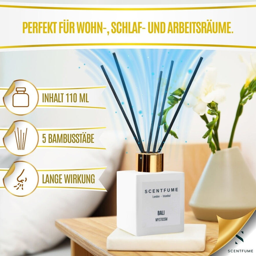 SCENTFUME Raumduft mit Duftstäbchen, Fernöstliche Pflanzen, Maiglöckchen, 110 ml