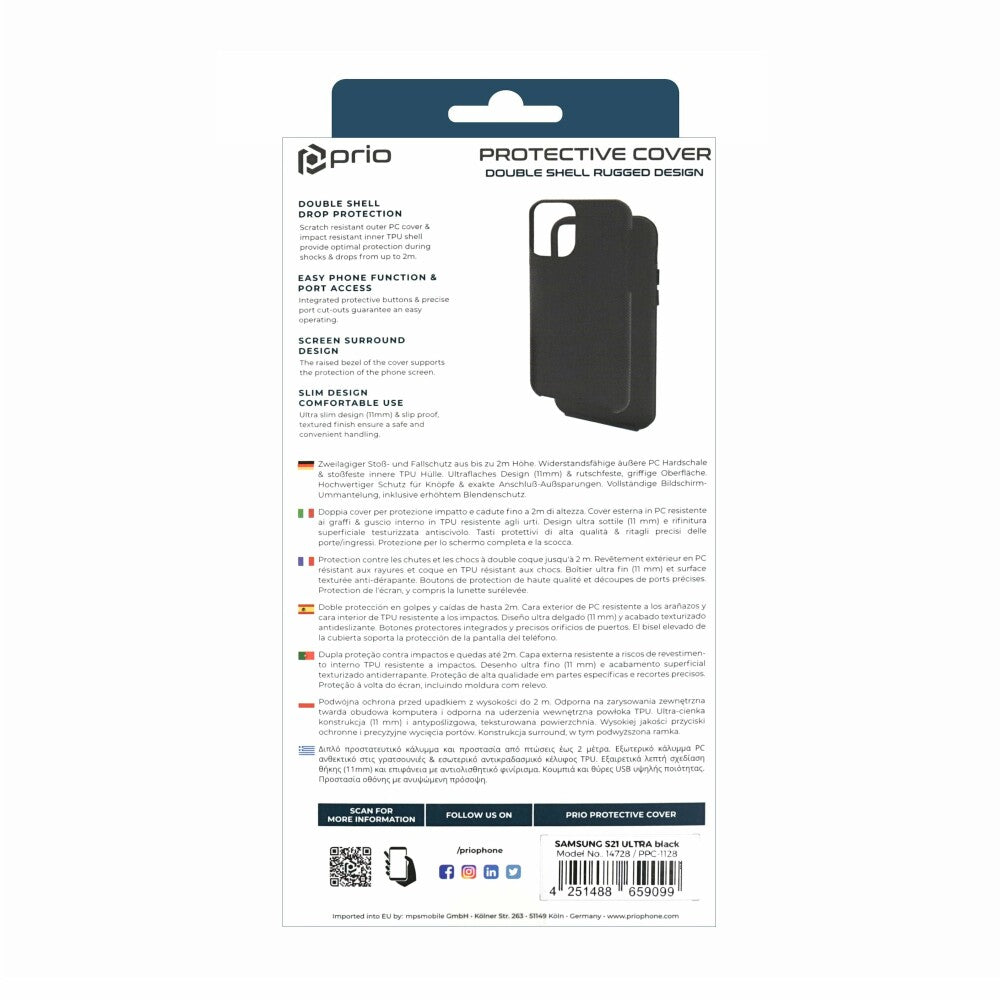 prio Schutzhülle für Samsung Galaxy S21 Ultra schwarz