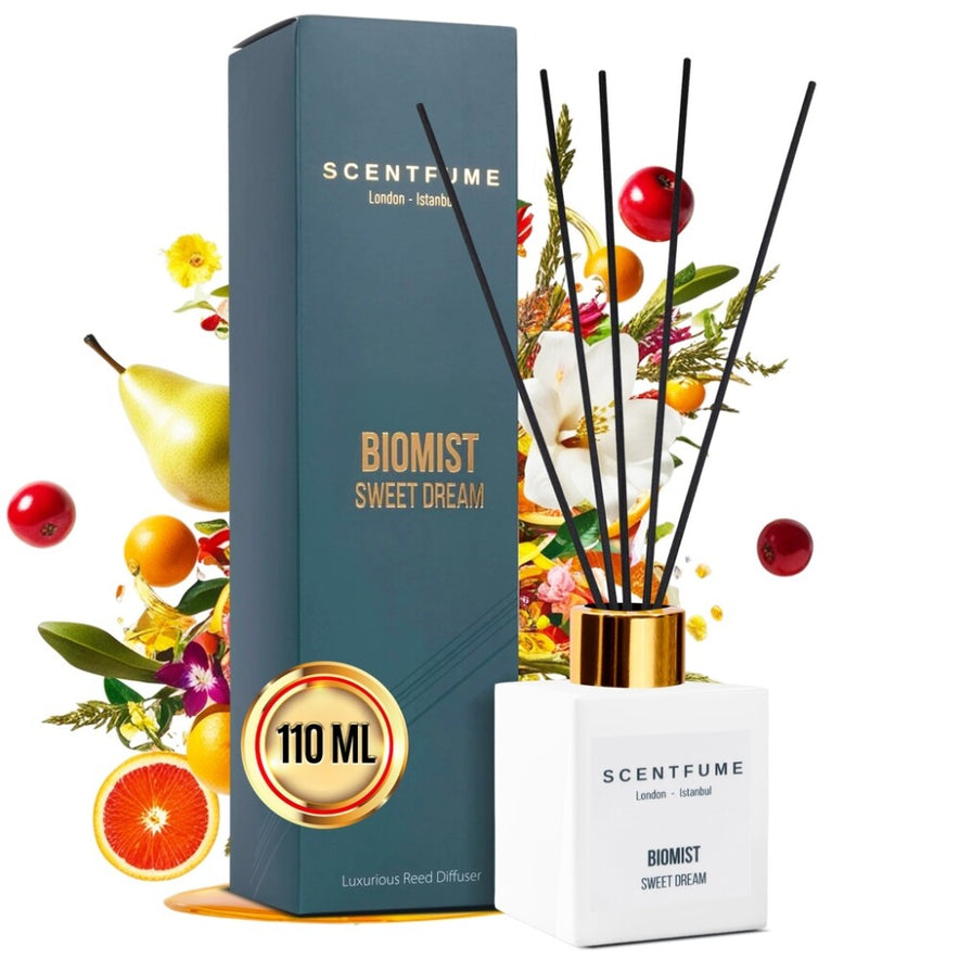 SCENTFUME Raumduft mit Duftstäbchen, Birne, Mandarine, Orange, 110 ml