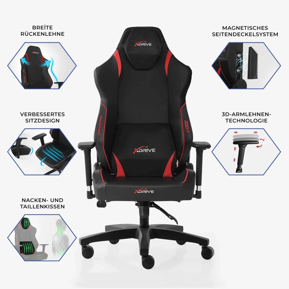 xDrive Gaming Stuhl für Profis, Ergonomischer Bürostuhl, 150 KG Tragfähigkeit