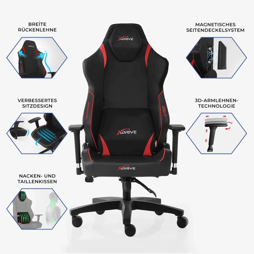 xDrive Gaming Stuhl für Profis, Ergonomischer Bürostuhl, 150 KG Tragfähigkeit