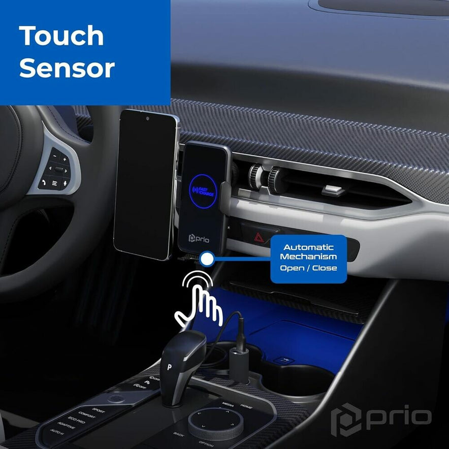 prio kabelloses KFZ-Schnellladegerät 15W (USB C) schwarz