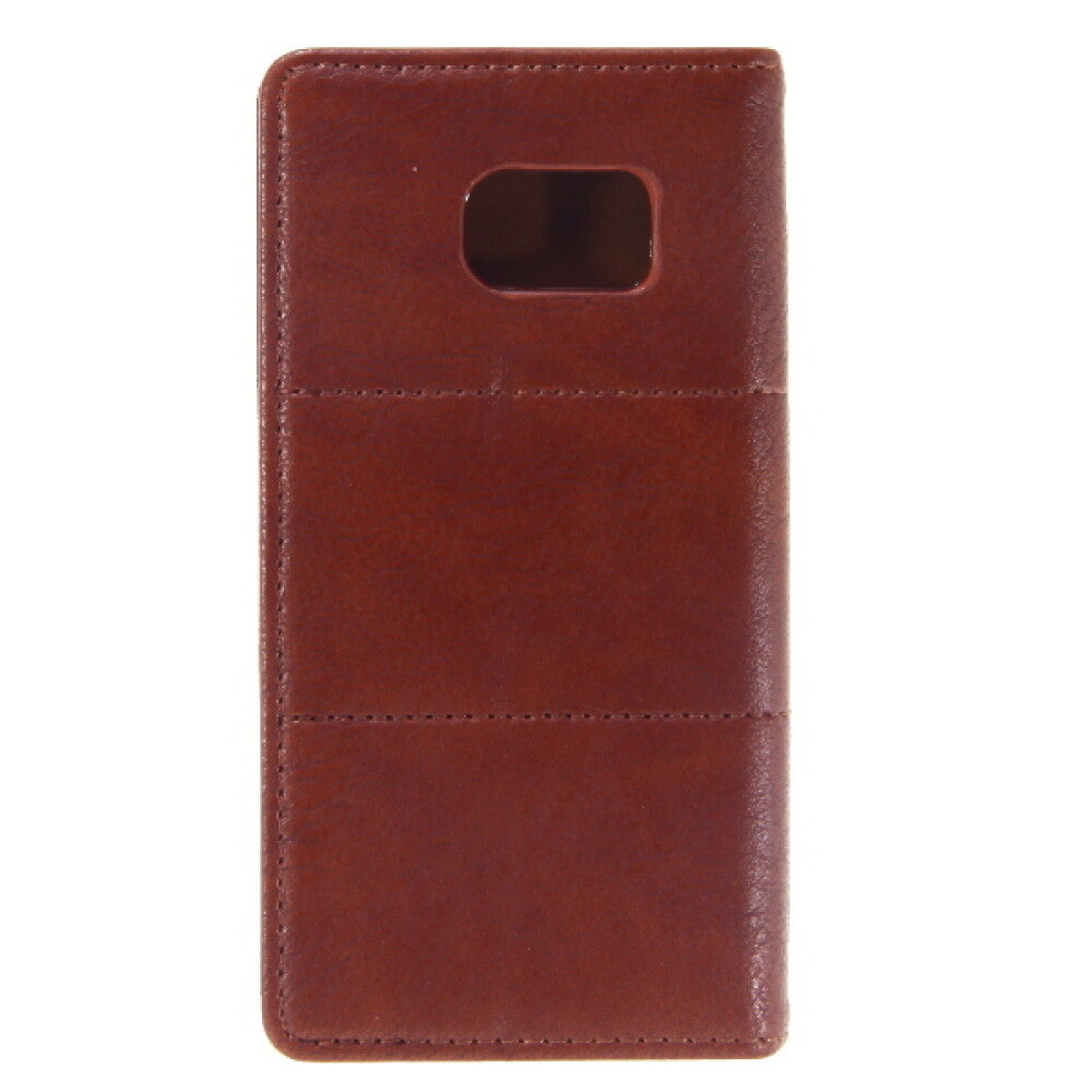 Book Case Handyhülle für Samsung Galaxy S6 Edge Braun Schutz Tasche