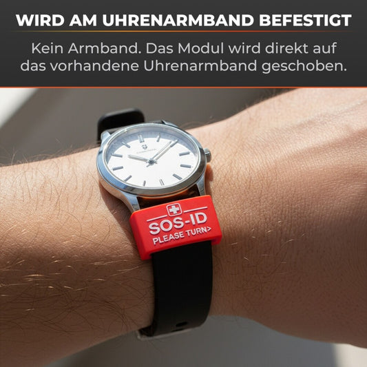 SOS-ID-Armbandschlaufe. Innovativ und angenehm zu tragen. Verrotten