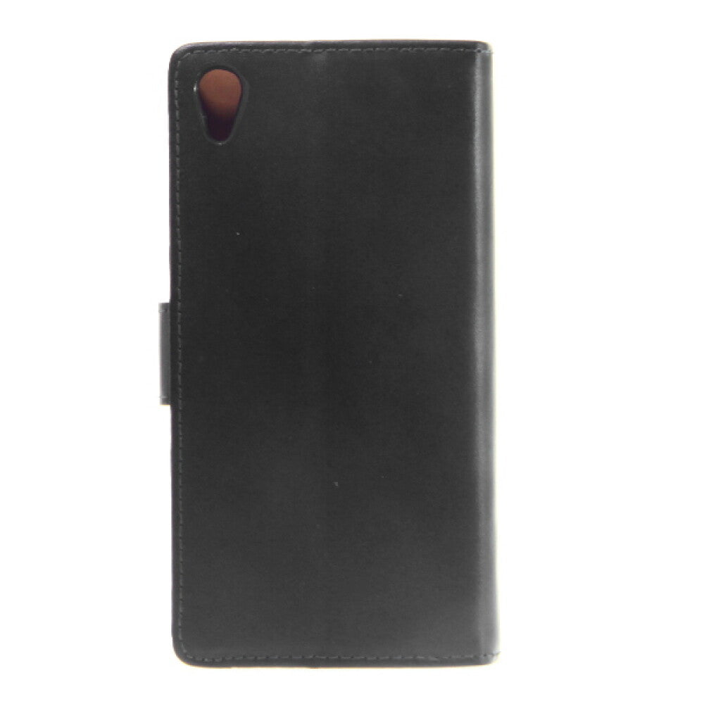 Leder Handyhülle für Sony Xperia Z2 Schwarz Tasche Schutz Case