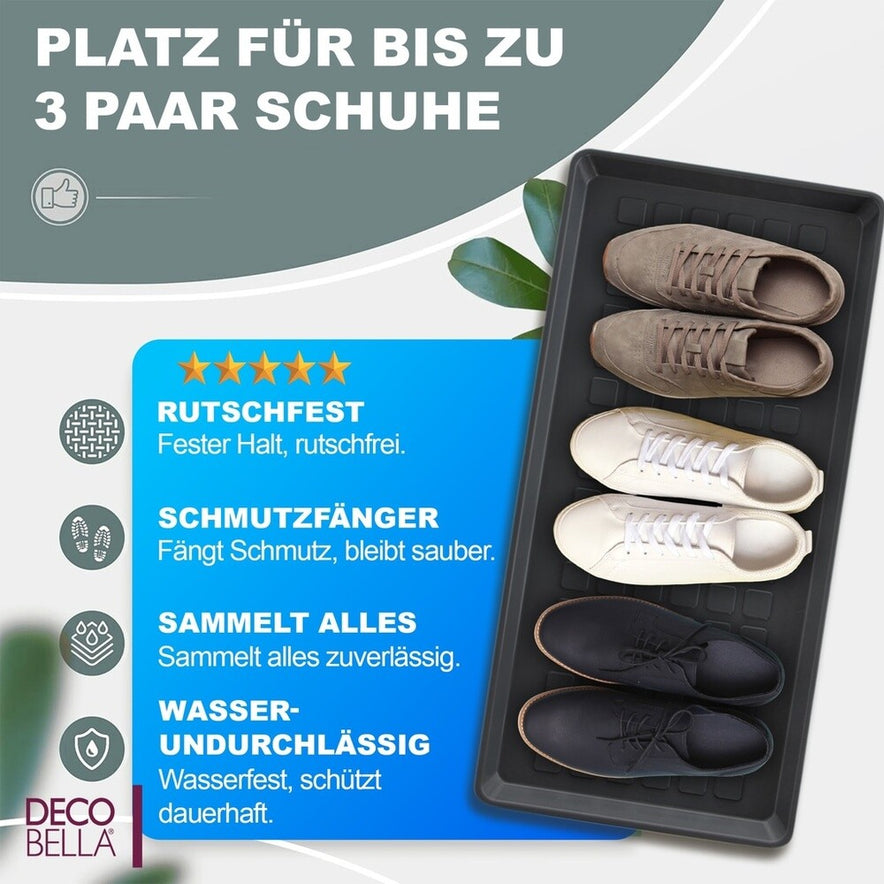 Fußmatte, Schuhabtropfschale, 35x71x3 cm, Schwarz