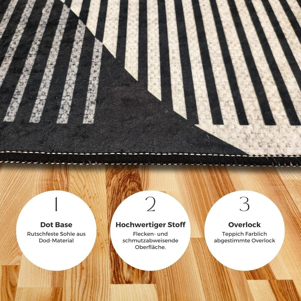 Miqna 2-tlg. rutschfestes Badteppich Set , waschbar (60x100 & 50x60 cm)