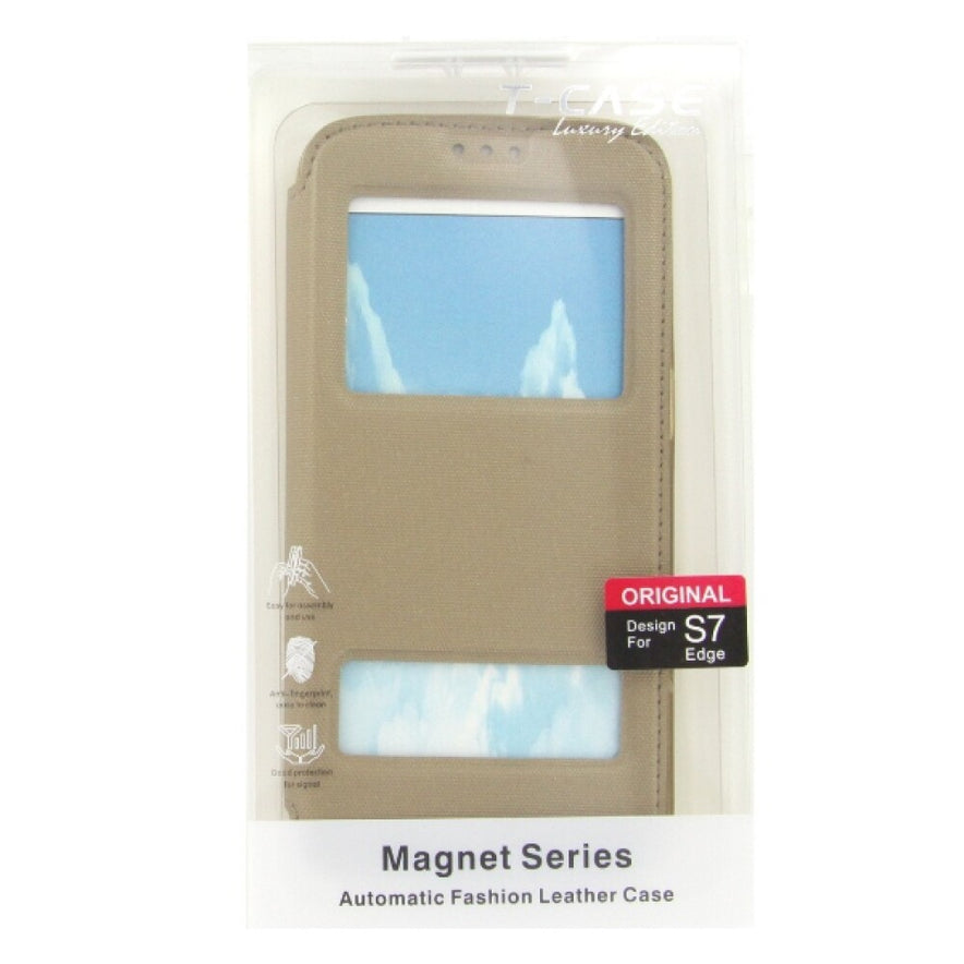 Original Magnet Flip Handyhülle für Samsung S7 Edge Gold