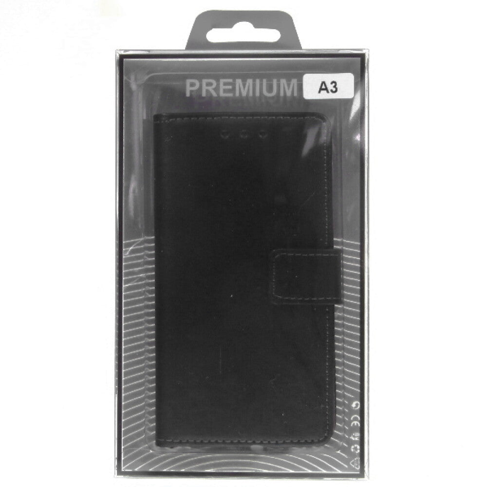 Leder Handyhülle für Samsung Galaxy A3 A300 Schwarz Schutz Tasche