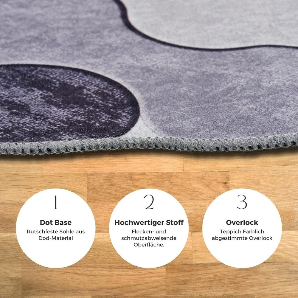 Miqna 2-tlg. rutschfestes Badteppich Set , waschbar (60x100 & 50x60 cm)