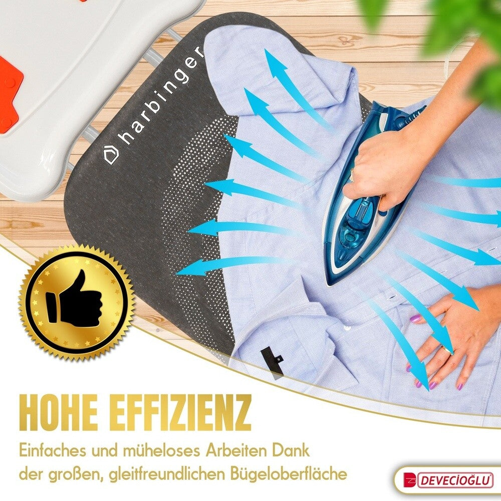 Bügelbrett, Bügeleisen Ablage, Bügelbrettbezug 43x123cm, Höhe 55-90cm, Grau