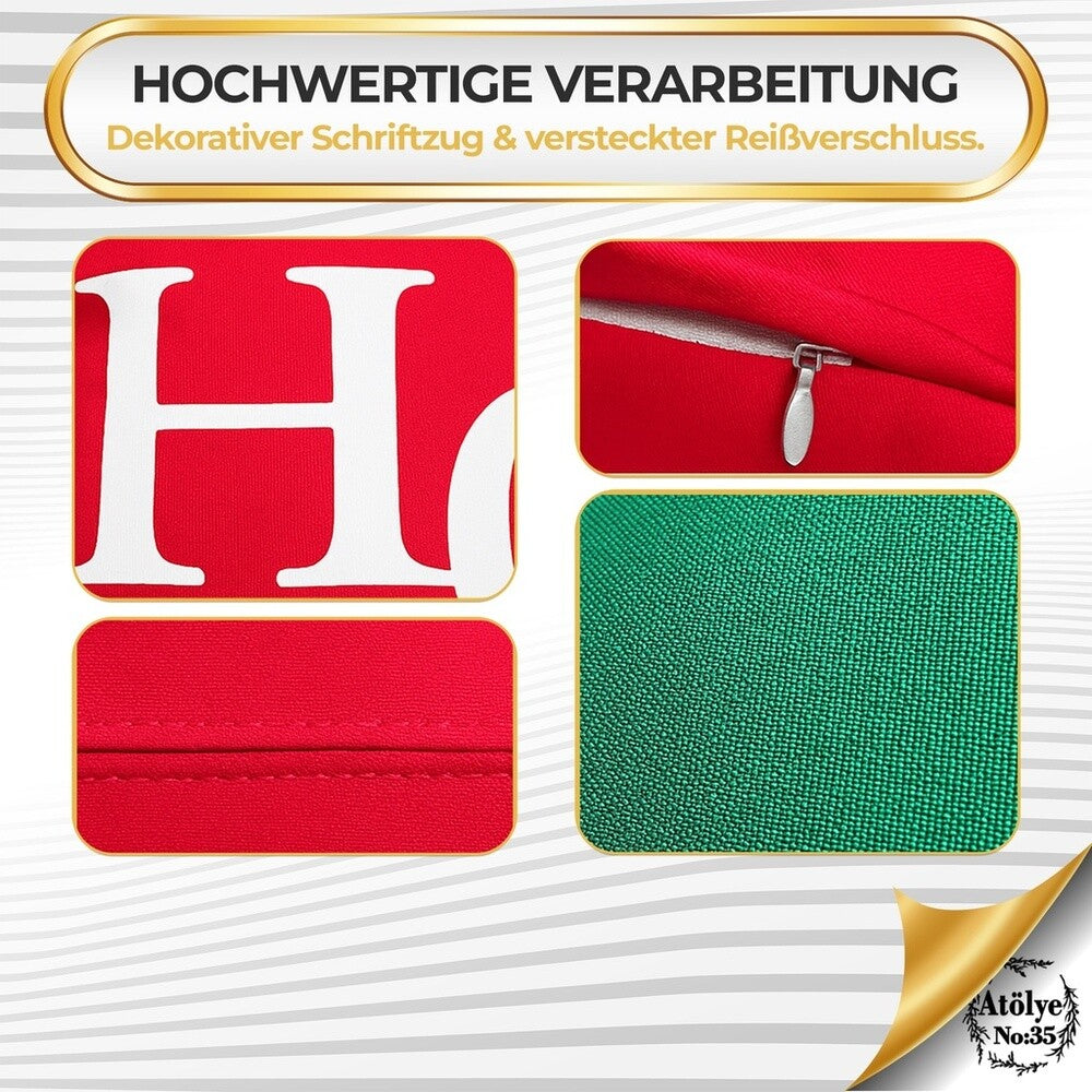 Kissenbezügen – Weihnachten Set aus 2, Rot & Grün, 40x40 cm, Dekokissen