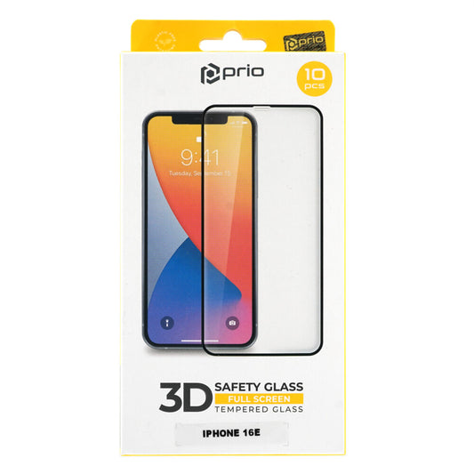 prio 10x 3D Panzerglas Schutzfolie für iPhone 16e schwarz