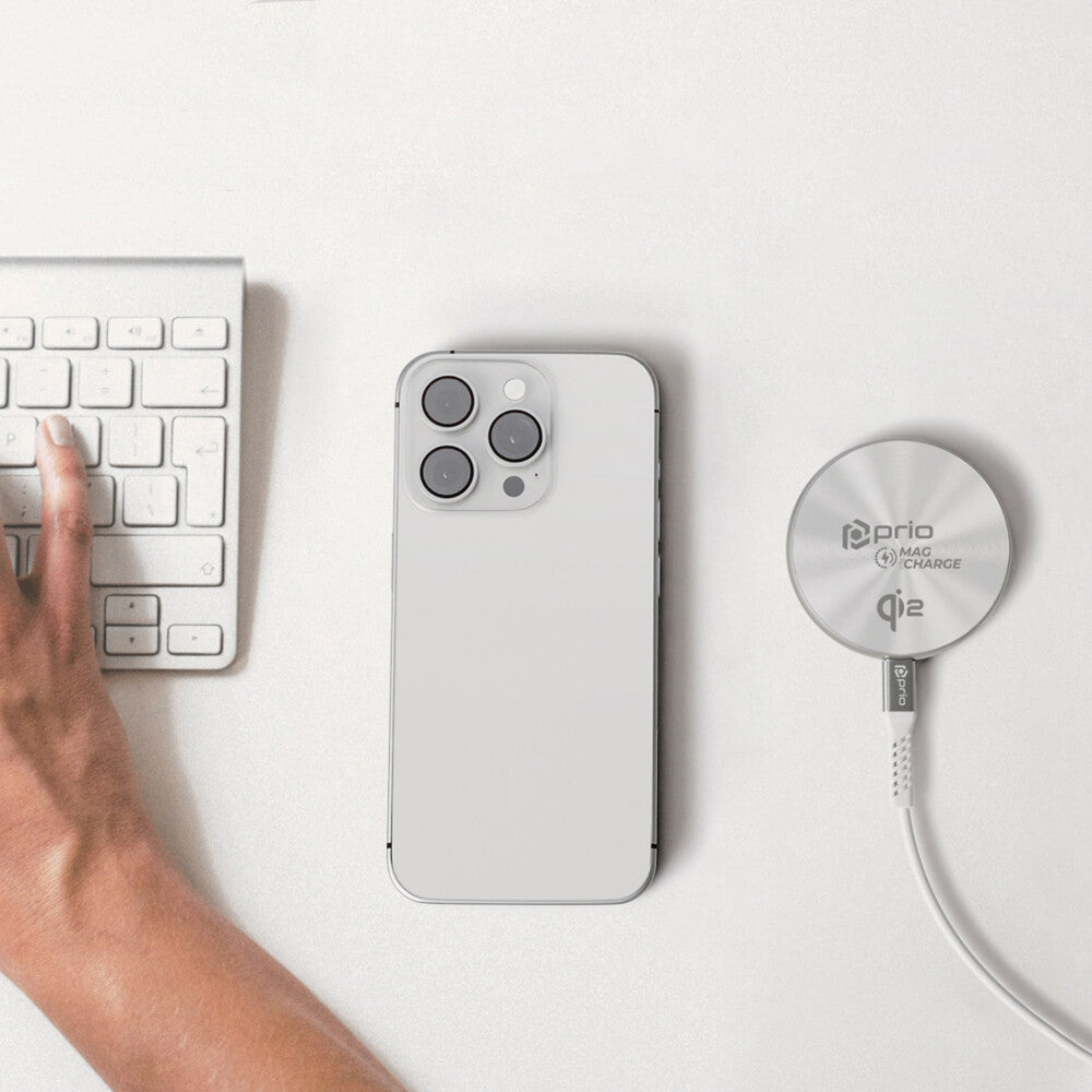 prio Magnetisches kabelloses Ladegerät MAG (USB C) silber