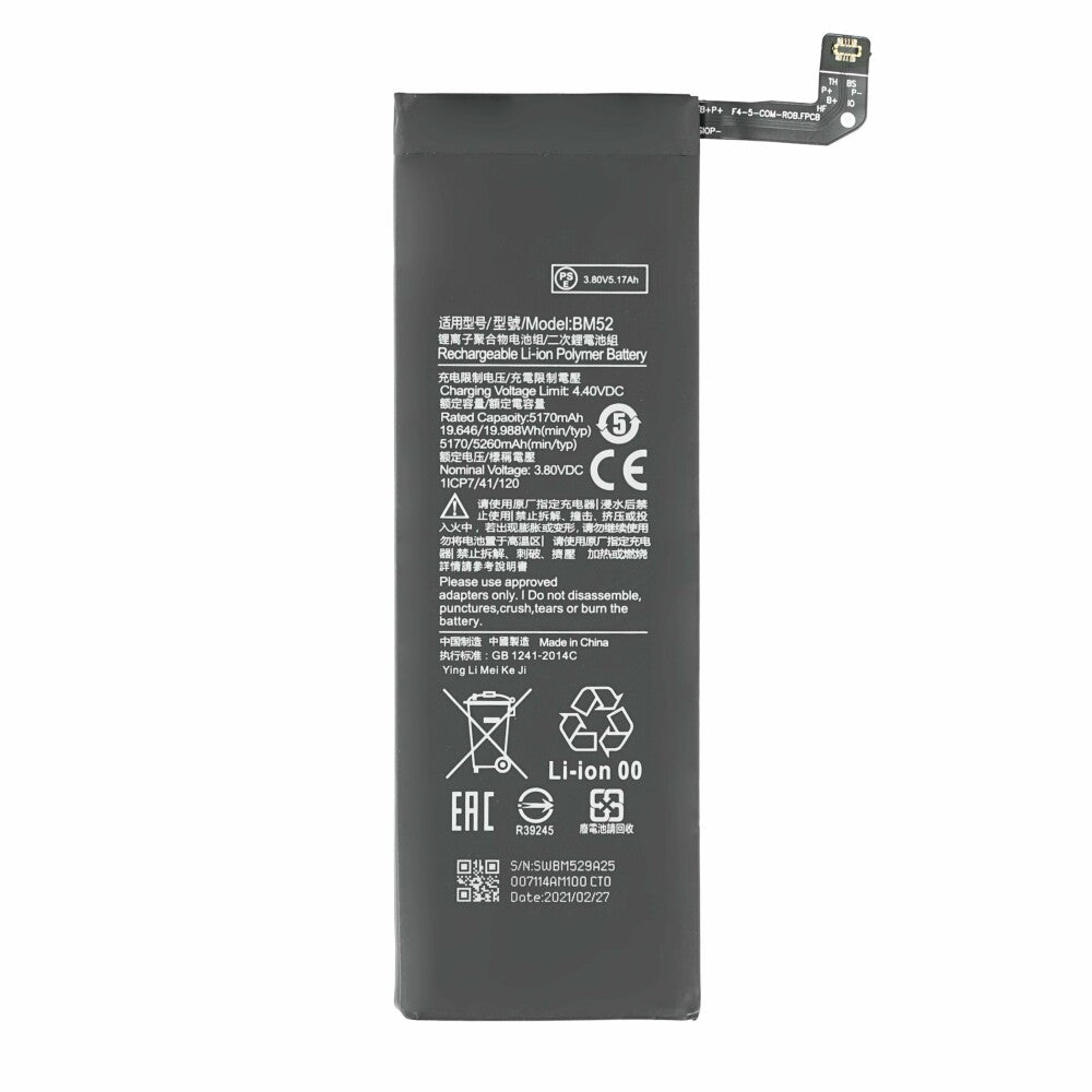 BM52 Akku für Xiaomi Mi Note 10 Lite Pro 5260mAh wie Original Ersatzakku