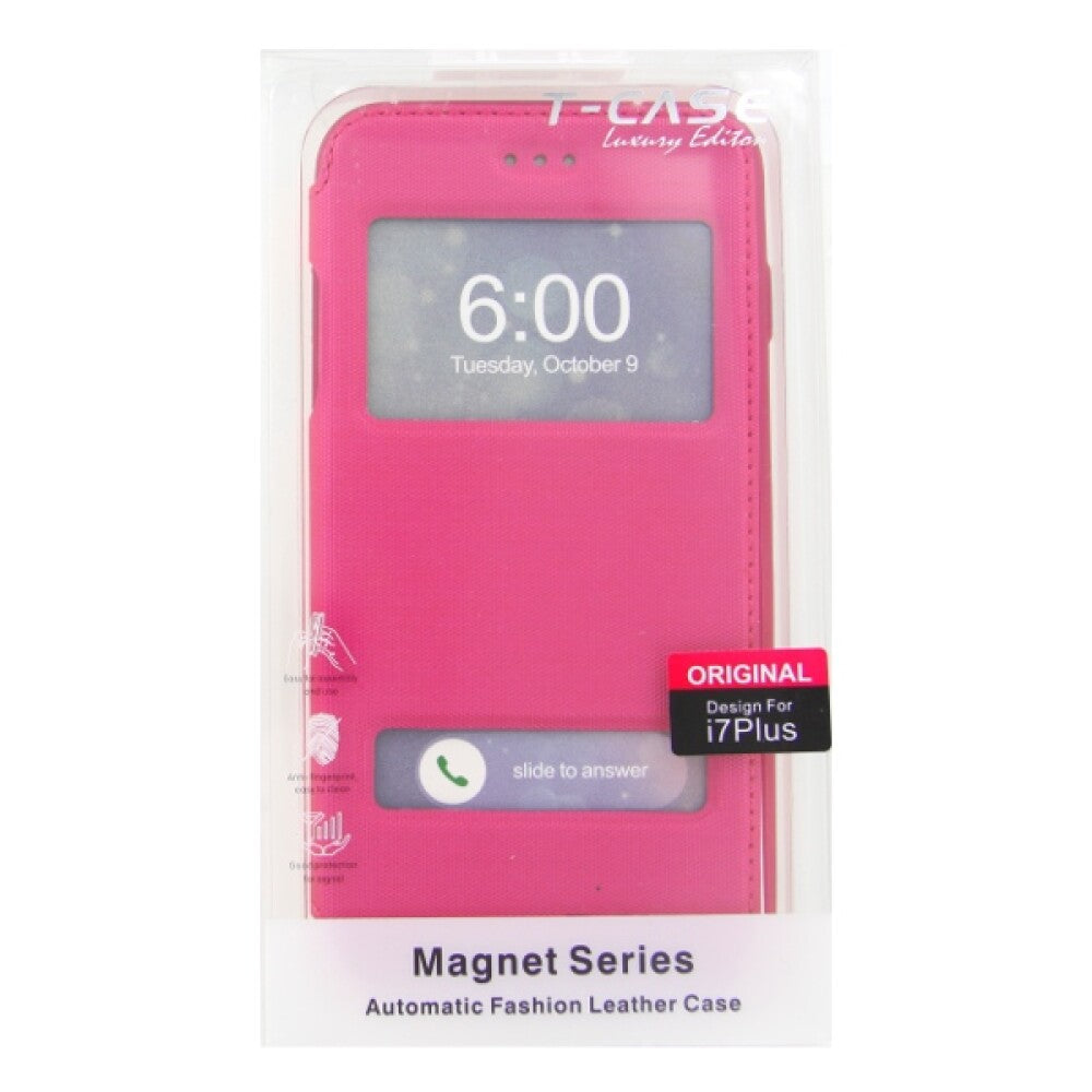 Original Magnet Flip Handyhülle für iPhone 7/8 Plus Pink Schutzhülle Tasche