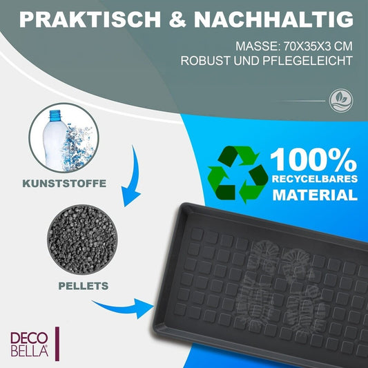 Fußmatte, Schuhabtropfschale, 35x71x3 cm, Schwarz