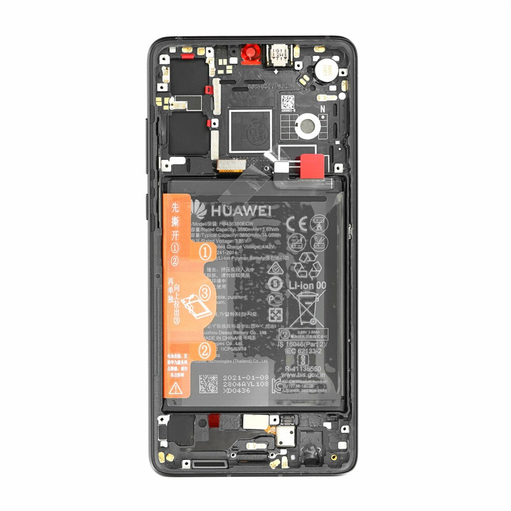Original Display für Huawei P30 LCD + Rahmen + Akku Schwarz 02354HLT