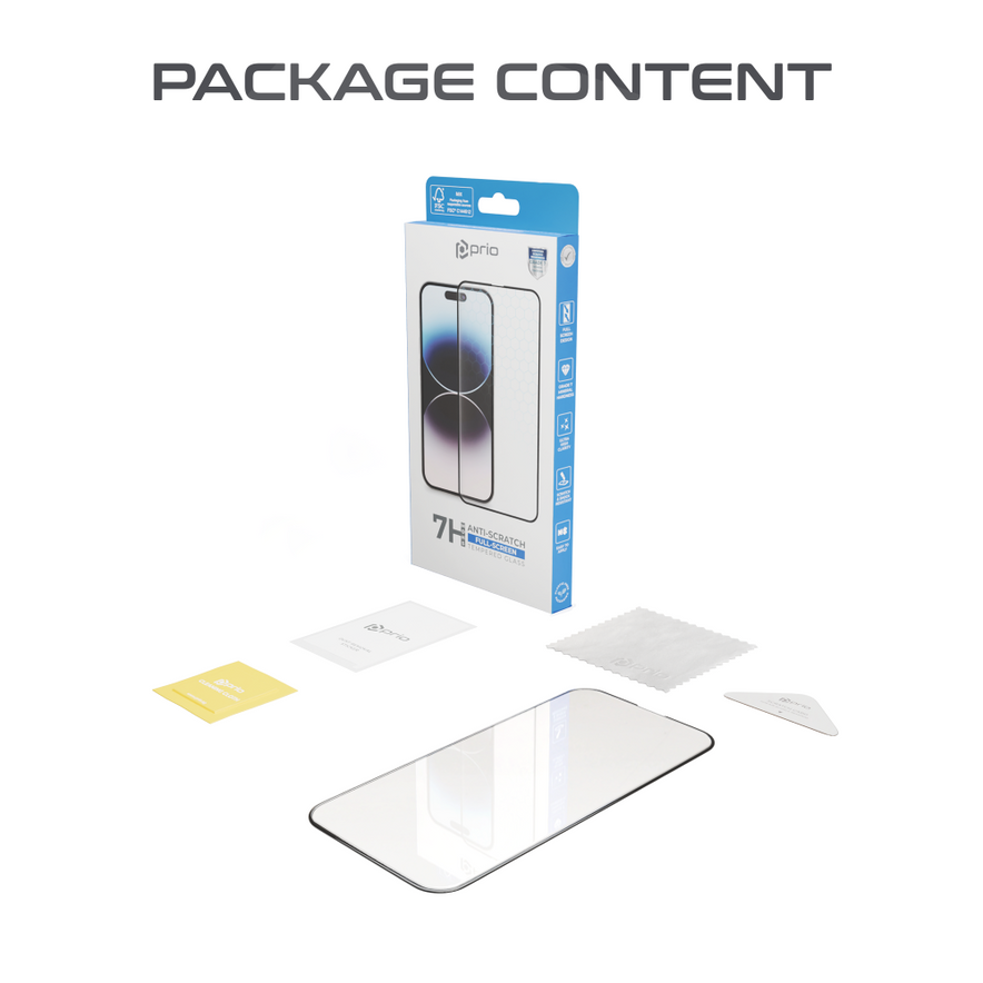 prio 3D Anti-Scratch Displayschutzglas für iPhone 15 Pro (6.1in) schwarz