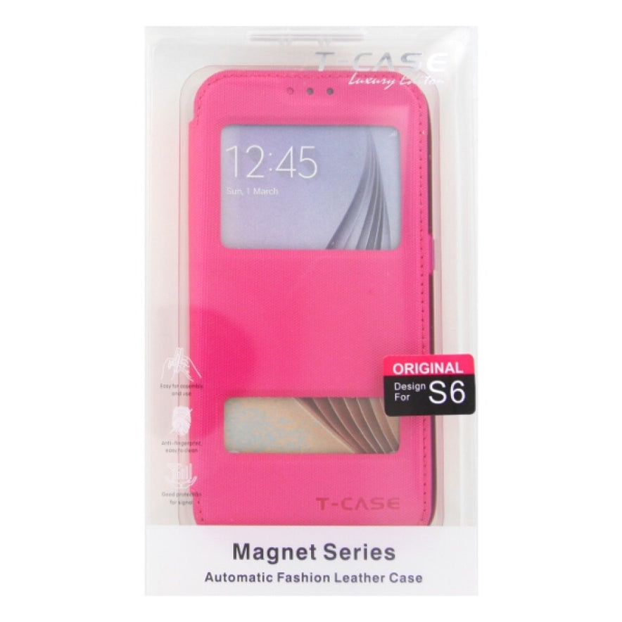 Flip Handyhülle für Samsung Galaxy S6 Pink Schutzhülle Tasche