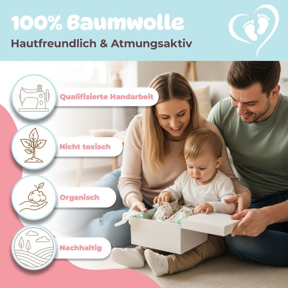 Kokopatik Organic Baumwolle Baby Hausschuhe rutschfest Neugeborene BohoBlumen