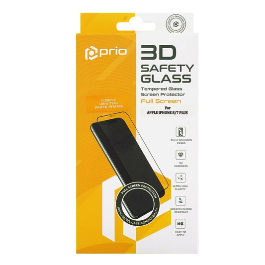 prio 3D Displayschutzglas für iPhone 7/8 Plus weiß